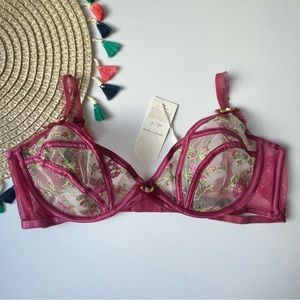 For Love And Lemons Camila Underwire Bra Mauve XL NEW